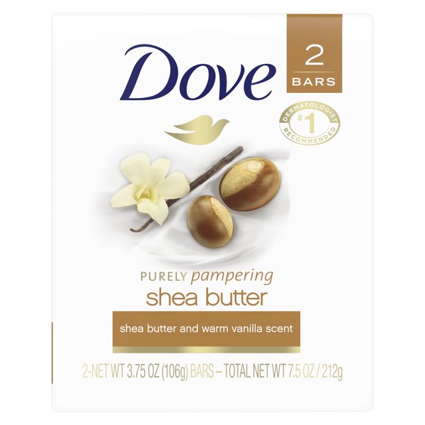 Dove purely pampering shea butter and warm vanila scent 2 bars