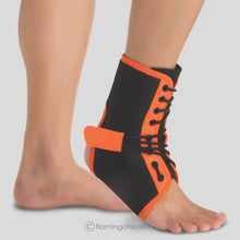 Load image into Gallery viewer, Flamingo Single Ankle Brace Sleeve Adjustable Wrap (Black/Orange)
