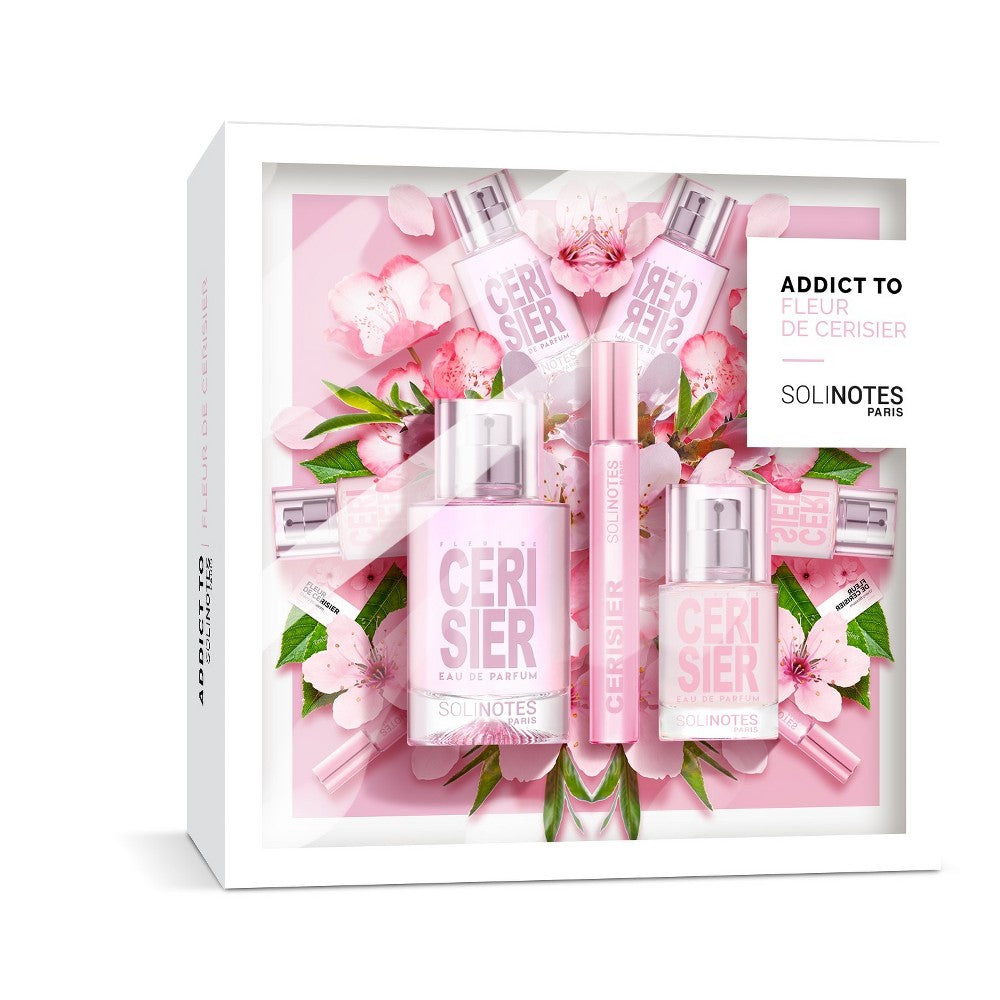 Set - Solinotes Paris Addict to Fleur de Cerisier/Cherry Blossom 50ml Edp Spr + 15ml Edp Spr + 10ml Edp R/B (W)
